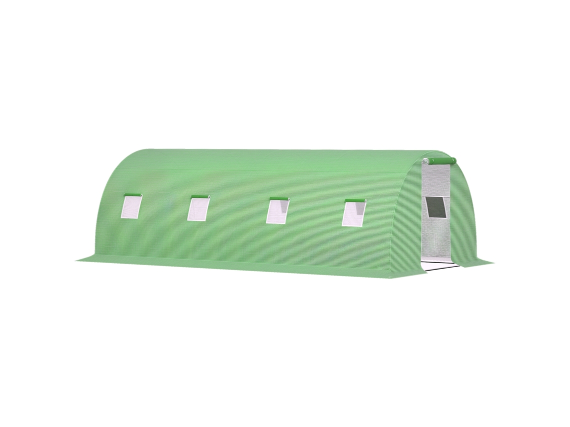 Estufa De Verde Alumínio, Entrada Para A Frente, 8 Janelas Com Rede Antimoscas, Folha Robusta, Estrutura Aço, 6 X 3 2 M,