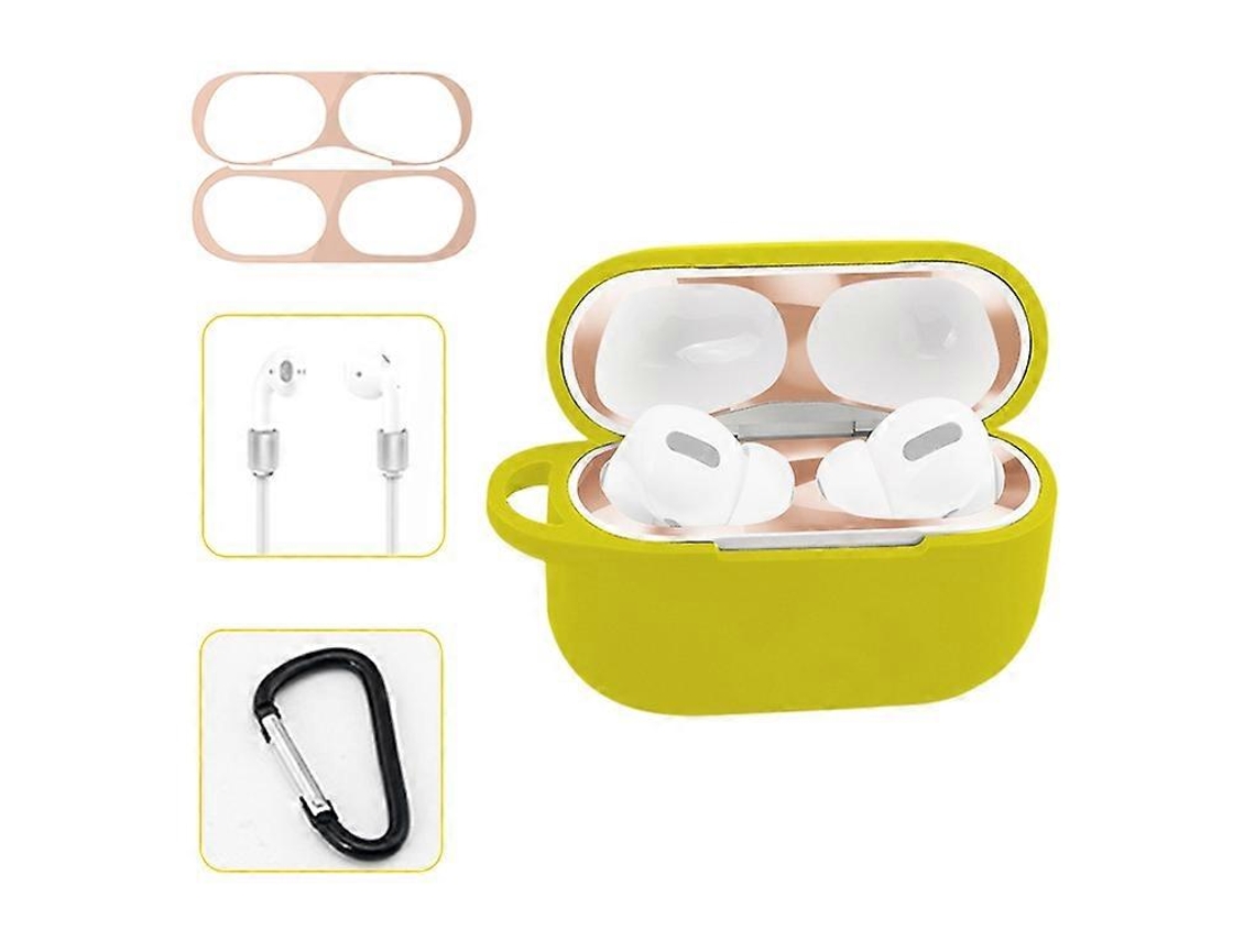 Capa de silicone para proteção de fones de ouvido AirPods Pro, sem necessidade de limpeza, com gancho e cordão antirriscos. GIECY