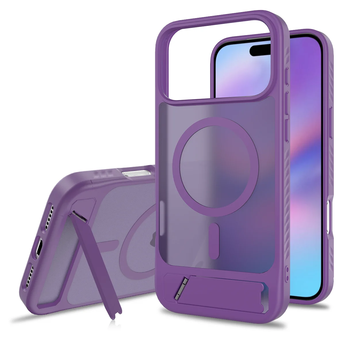 (roxo, Iphone 14 Pro Max) Capa De Celular Elegante E Rígida Em Pctpu Com Suporte, Compatível Com Carregamento Sem Fio Magnético.