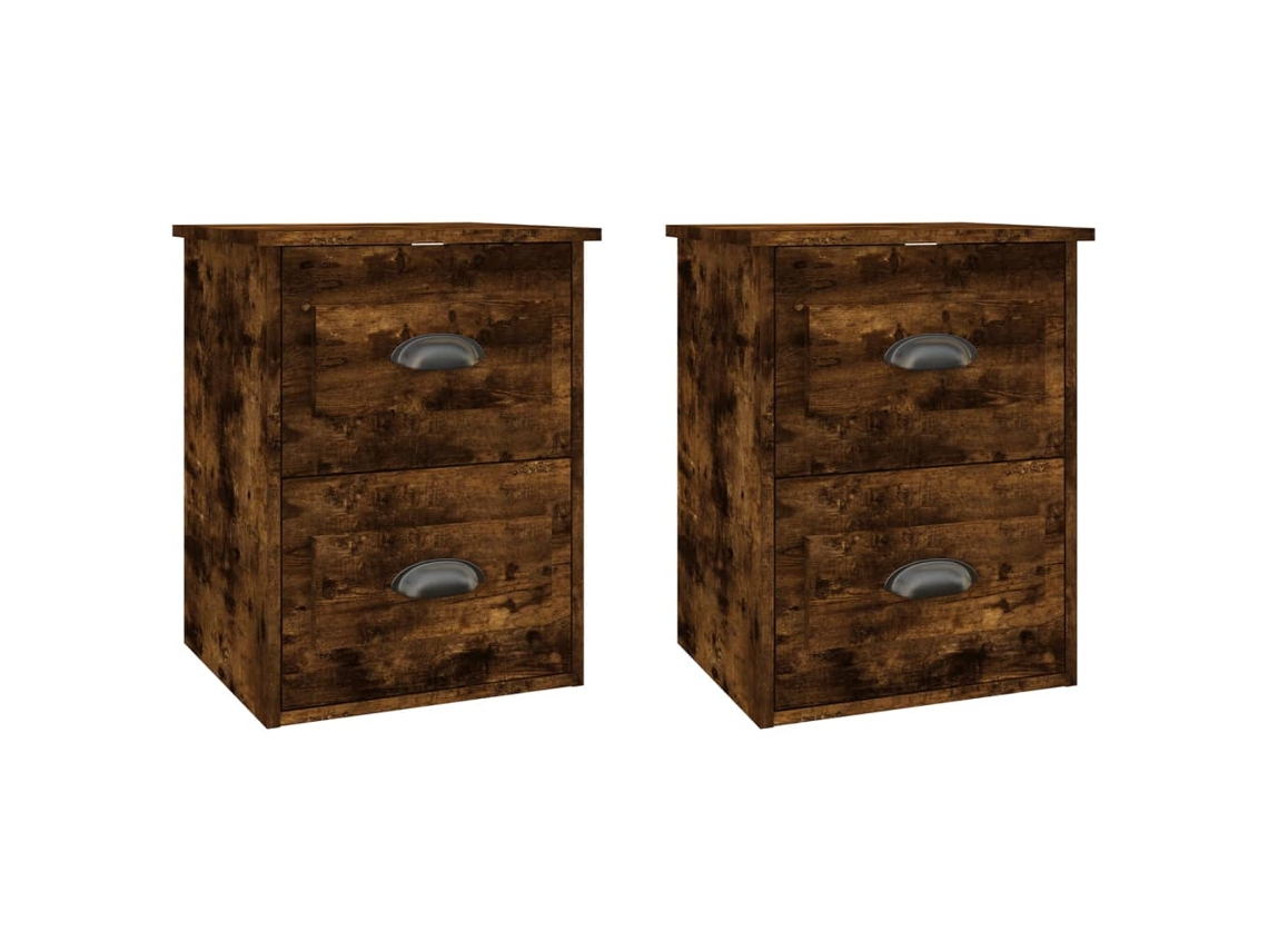 Conjunto de mesas de cabeceira de parede em carvalho fumado MAISON EXCLUSIVE 41,5x36x53 cm