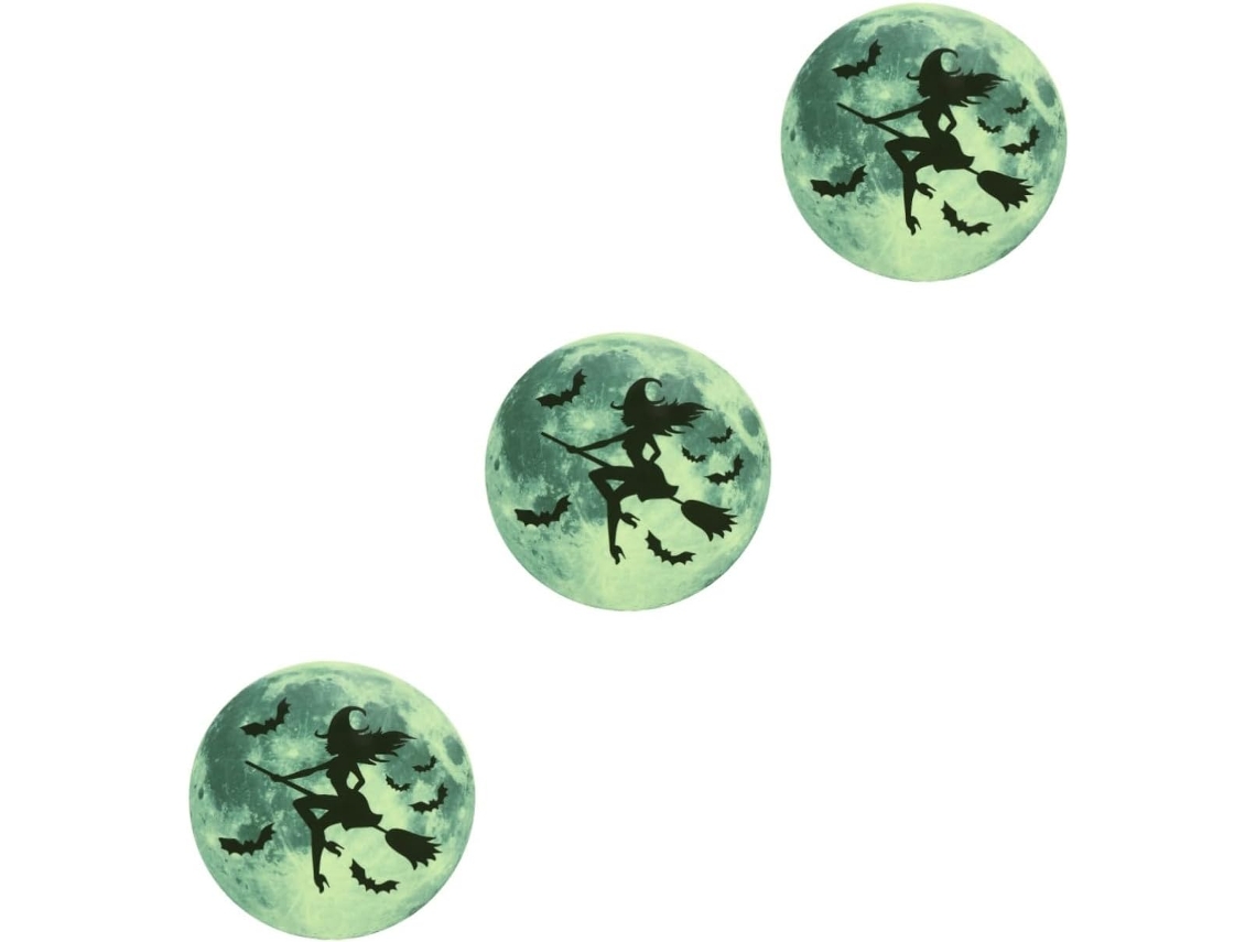 Conjunto De 3 Adesivos Removíveis Para Parede Ou Janela Com Tema De Bruxa Para O Halloween.