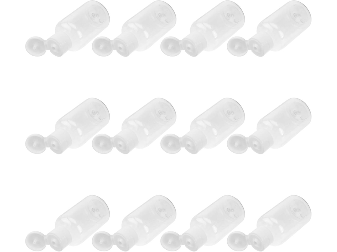 Conjunto De 12 Frascos De Plástico Brancos De 50ml Com Tampas Flip-top.