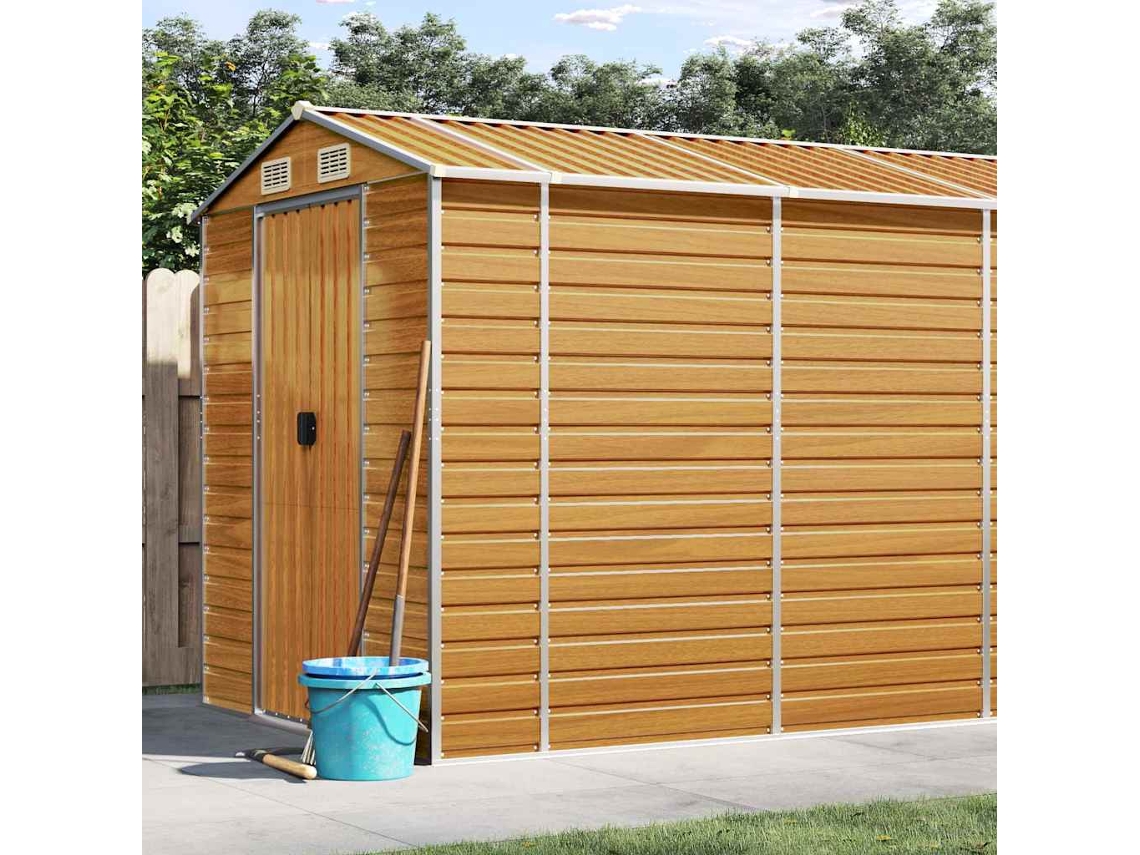 Vidaxl Abrigo De Jardim 191x725x198 Cm Aço Galvanizado Castanho-claro