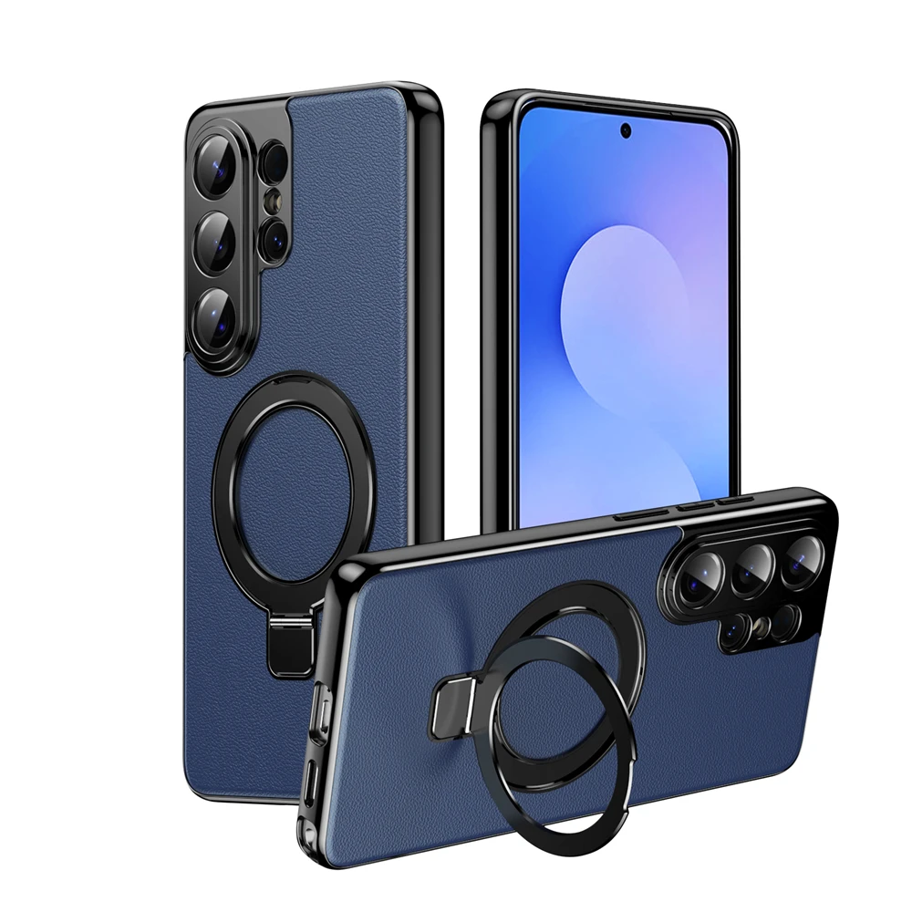 Capa De Couro Para Câmera (azul Galaxy S26) Com Fecho Magnético