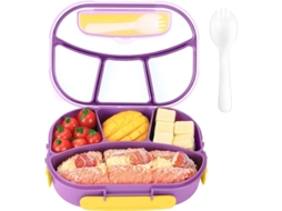 2026 bandeja Bento Adultos Niños 1800ml 4 Compartimentos Hermética Microondas Lavavajillas Sin Bpa Morado