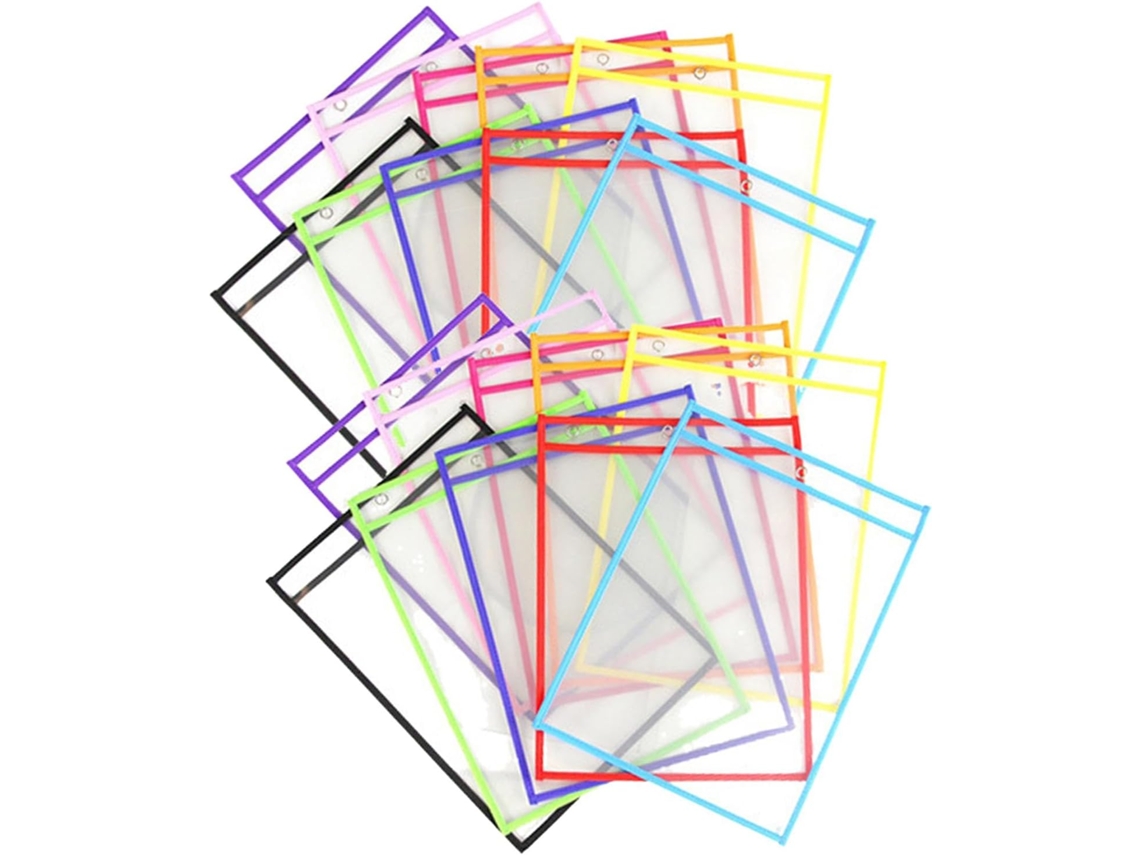 Pacote Com 20 Capas Plásticas Reutilizáveis E Apagáveis De 25x 35cm Materiais Escolares Sala Aula