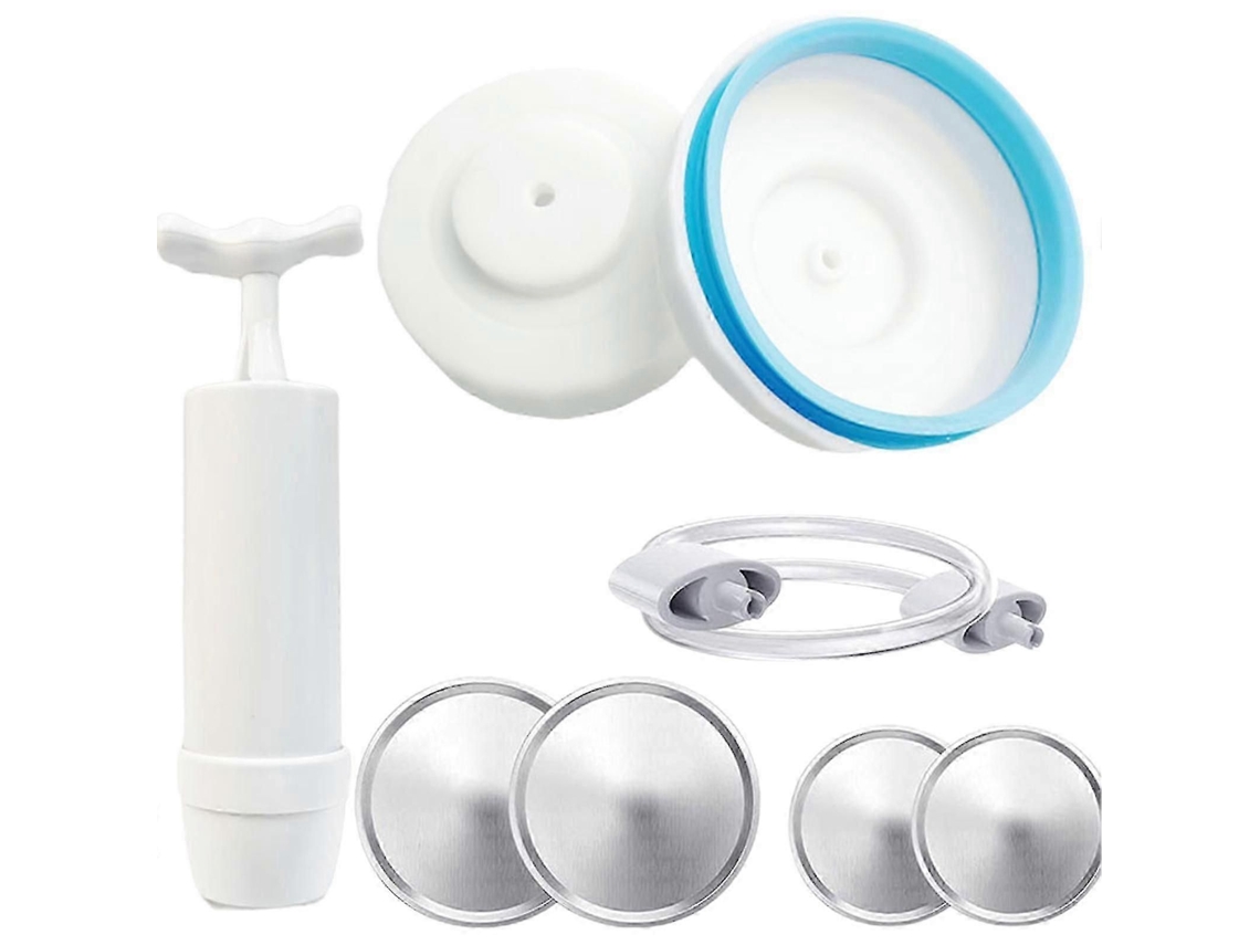 Kit De Seladora A Vácuo Para Potes Conserva Com Bomba Manual Portátil E Abridor Tampas.