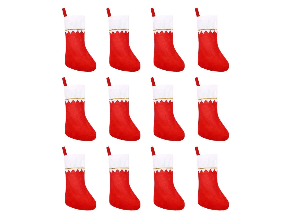 12 Meias de Natal de Feltro Meias Vermelhas e Brancas de 14 Polegadas NEVEANCE