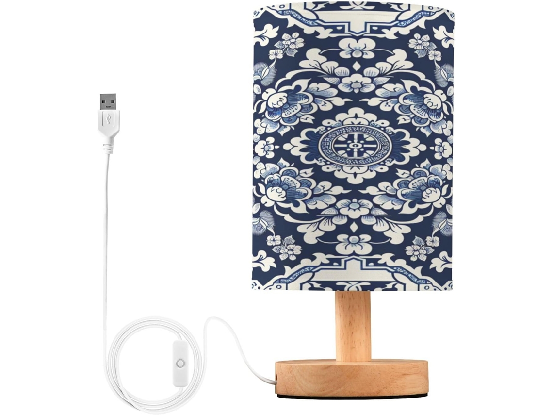Cabeceira de porcelana Abajur com LED, portas USB, iluminação de leitura e luminária de mesa para quarto com cúpula.
