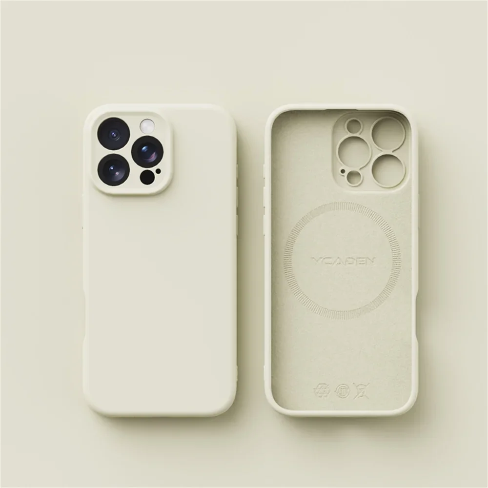 Capa Para Celular Com Carregamento Sem Fio (iphone 15 Pro Branco), Feita De Silicone Líquido.