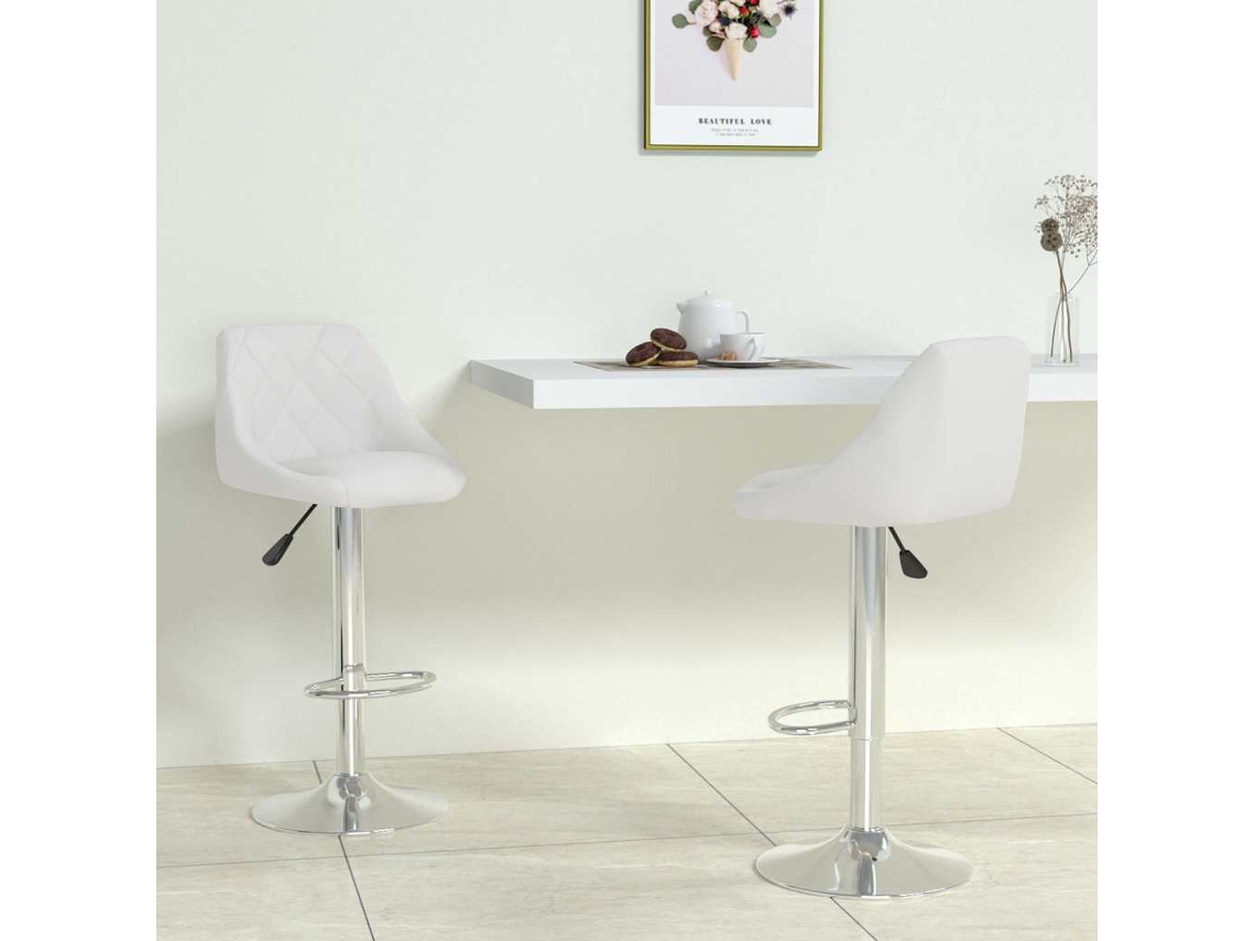 Vidaxl Bancos De Bar 2 Pcs Couro Artificial Branco