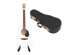Primerox enfeite de Guitarra em Miniatura de Madeira com Suporte e Caixa de Armazenamento para Sala e Quarto