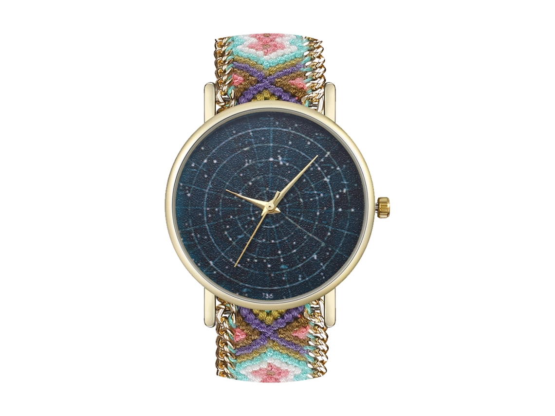 Relógio de Pulso de Quartzo Fashion com Pulseira de Lã Tecida Redonda Presente