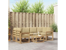 Vidaxl Conjunto De Sofás Para Exterior 7 Pcs Branco E Bege