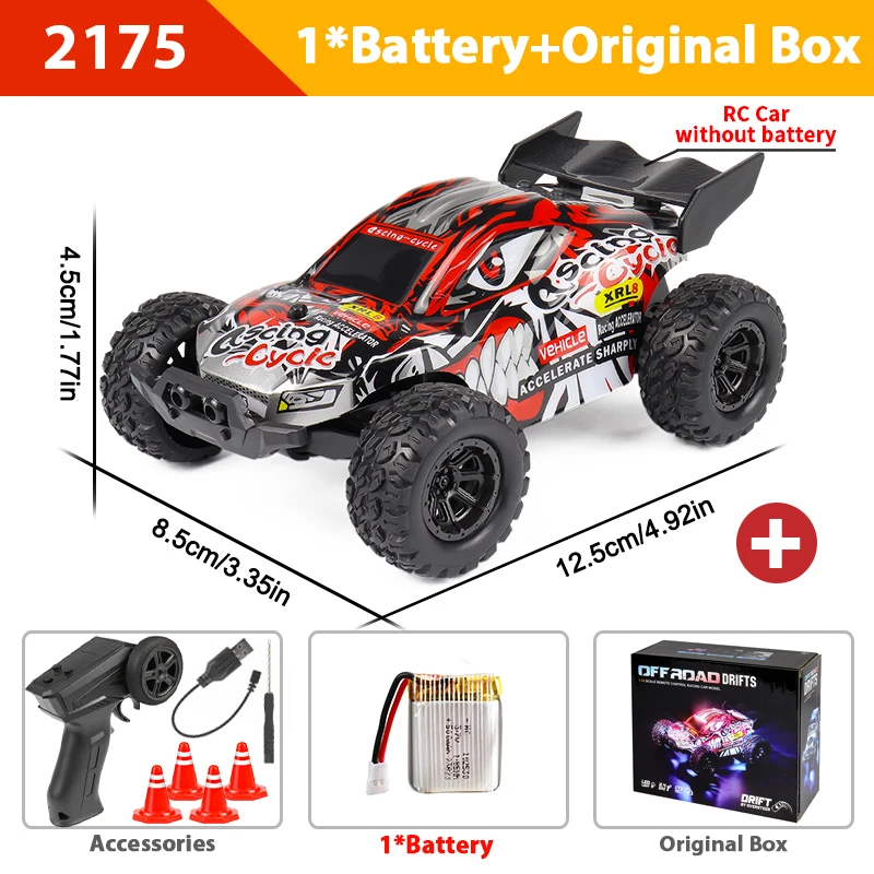 (vermelho) Carro De Corrida De Drift Off-road De Alta Velocidade Com Controle Remoto, Brinquedo Elétrico Infantil