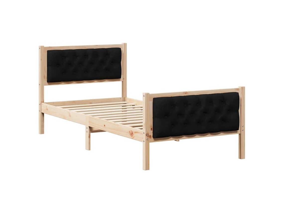 Estrutura da Cama Preto 90x190 cm Madeira de Pinheiro Sólida MAISON EXCLUSIVE