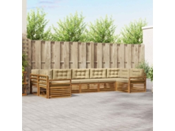 Vidaxl Conjunto De Sofás Para Exterior 7 Unid. Natural E Bege