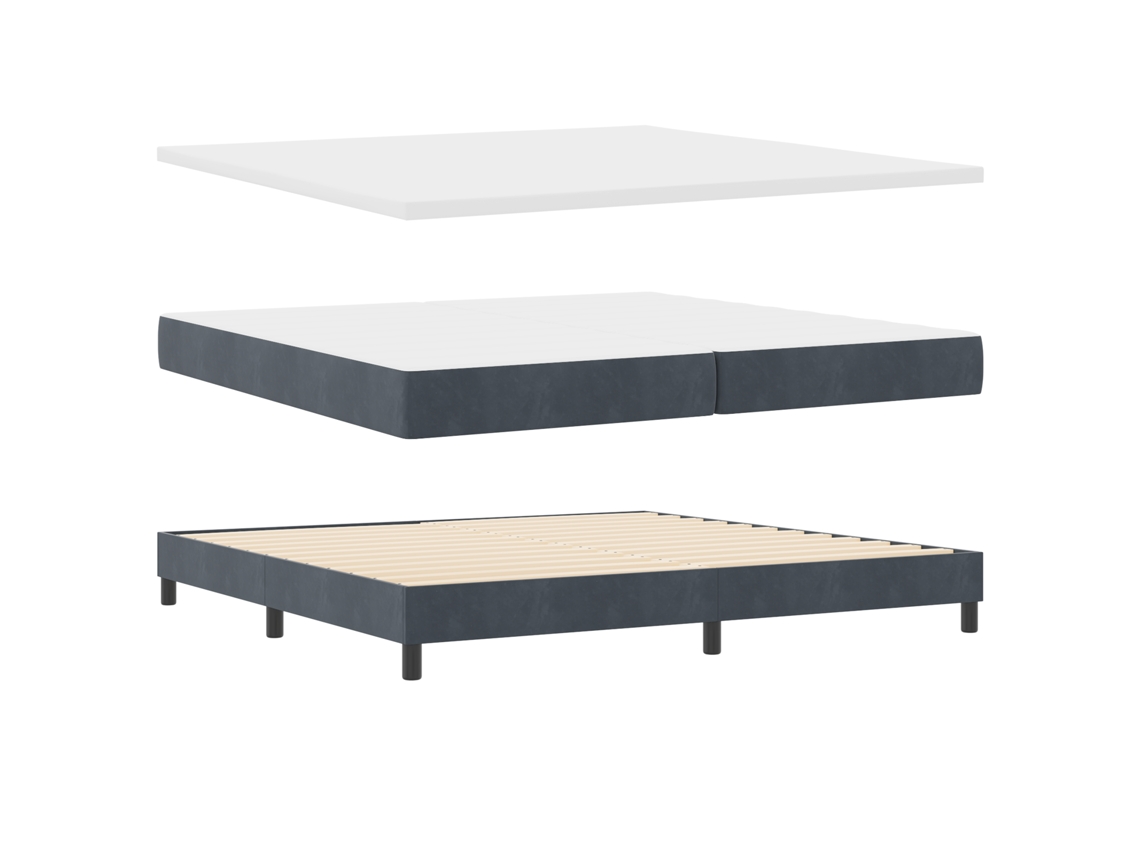 Estrutura De Cama Estofada Em Veludo Cinza Escuro Vidaxl Cinzento Veludo (200x200 Cm)