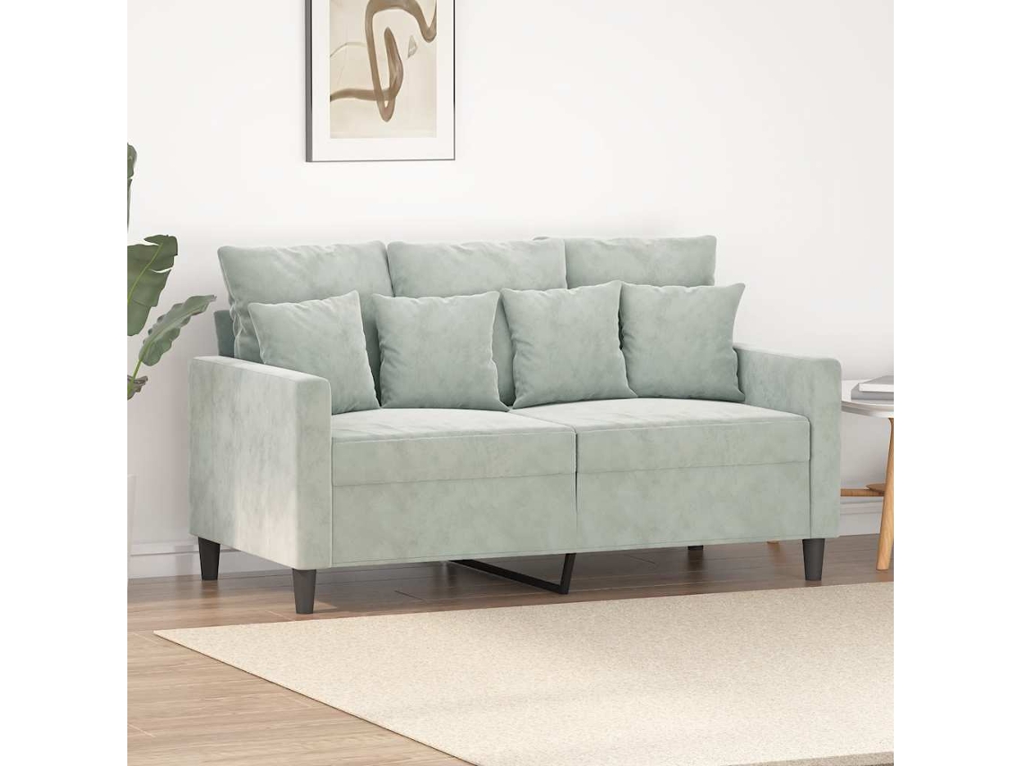Vidaxl Sofá De 2 Lugares 120 Cm Veludo Cinzento-claro