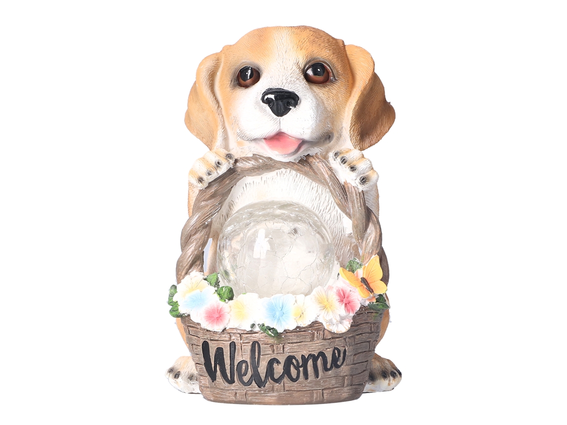 Luminária Solar de Resina com Cachorrinho, Decorativa, CHABERLU