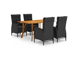 Vidaxl 5 Pcs Conjunto De Jantar Para Jardim Preto