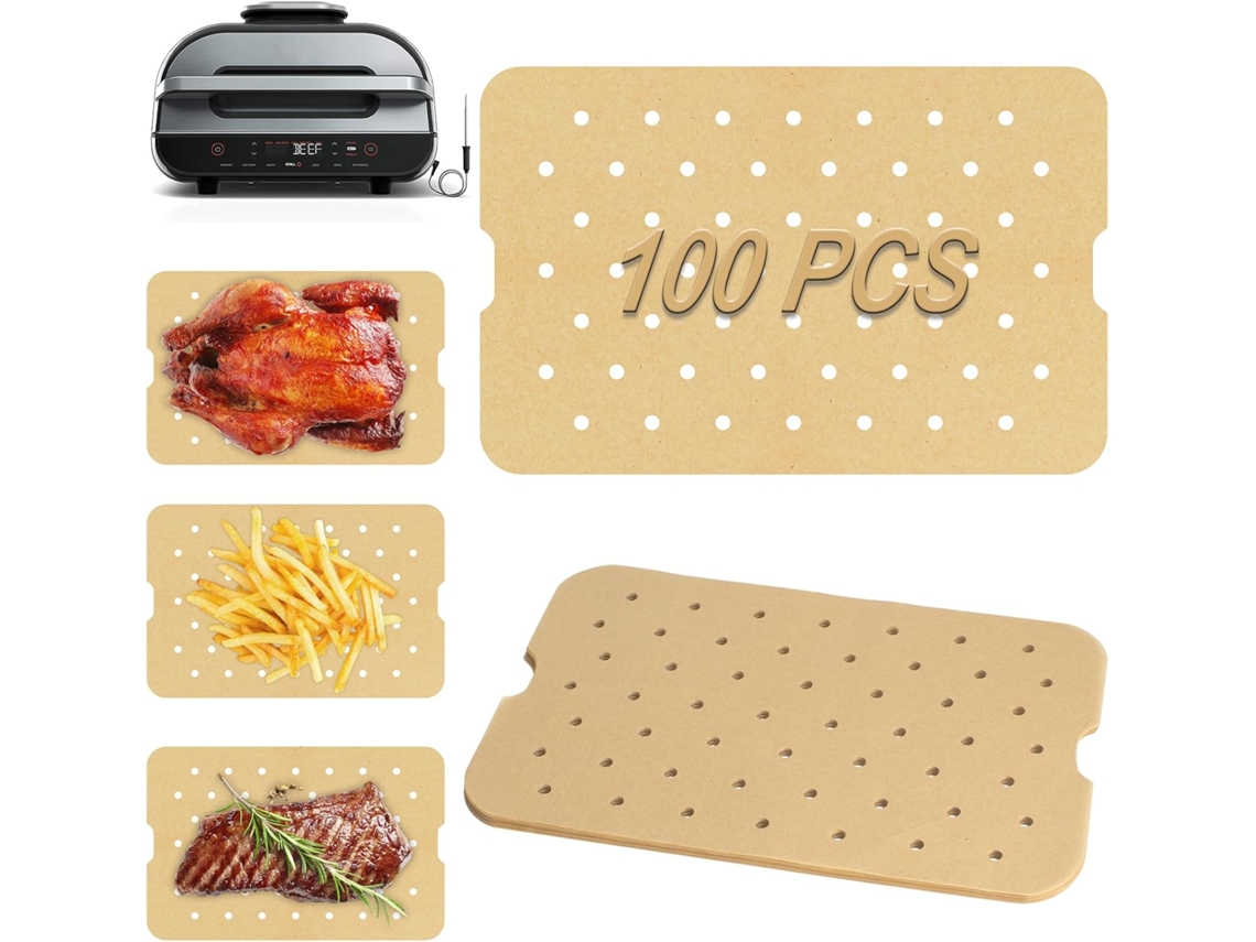 Forros Descartáveis Para Fritadeiras A Ar, Papel Manteiga Perfurado Para Mini Fritadeiras Compactas De 2 A 5 Litros, Design Quadrado, Folhas De Papel