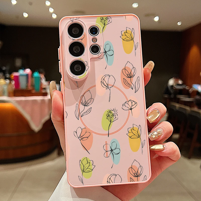 (rosa) Capa Magnética Para Celular Samsung Galaxy A26 Com Estampa Fofa De Astronauta