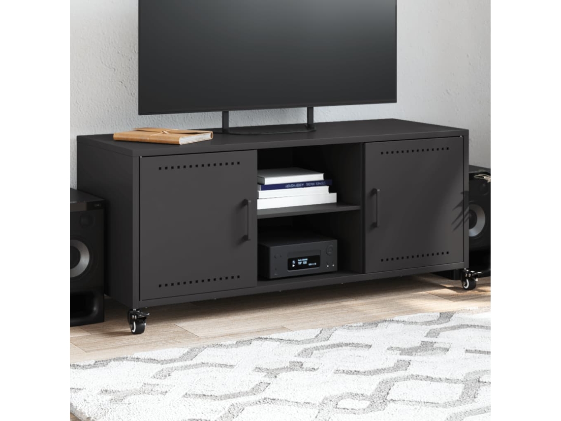 Vidaxl Móvel De Tv 100,5x39x43,5 Cm Aço Preto