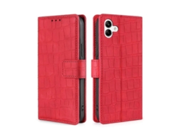 Capa De Couro Com Fecho Magnético E Sensação De Pele De Crocodilo Para Samsung Galaxy A04