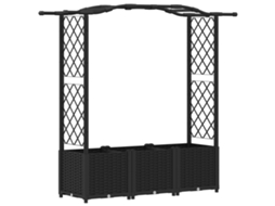 Vidaxl Cama Elevada Com Treliça E Telhado Preto 164 X 40 X 142 Cm Pp