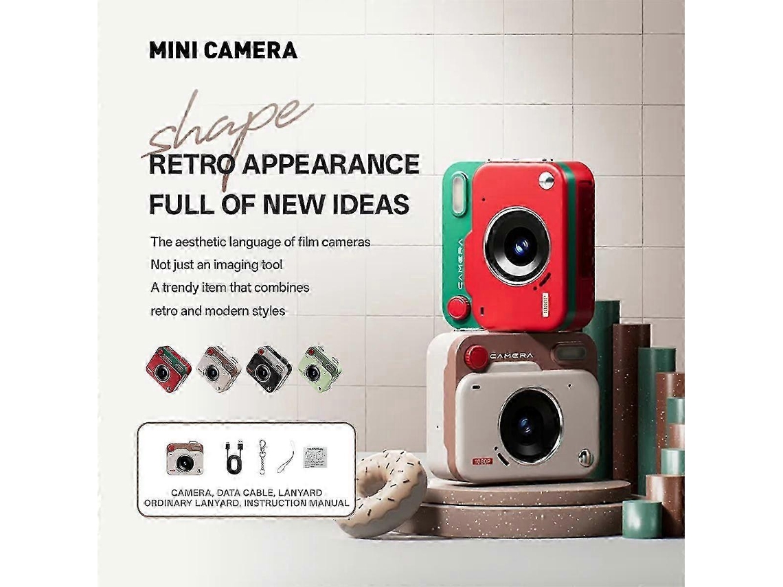 Mini Câmara Digital Compacta Retro Com Ecrã Ips De 1,77 Polegadas E Vídeo 1080p