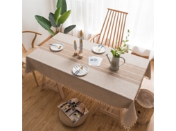 Lurelia Toalha De Mesa Retangular Algodão Linho Castanho 140 Cm Impermeável Antirrugas Antimanchas Antiderrapante