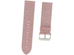 Pulseira De Relógio Com Glitter, Em Couro Rosa E Aço Inoxidável.