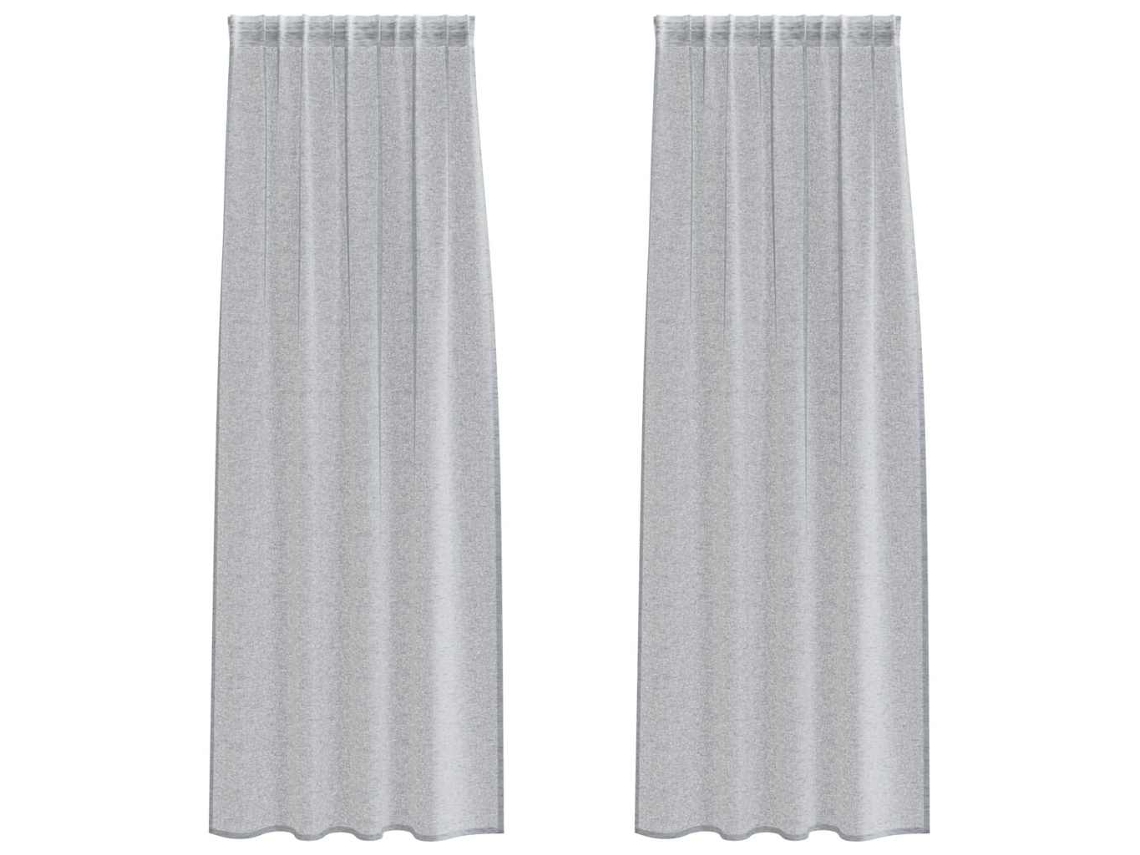 Conjunto 2 Cortina De Voile Vidaxl Cinzento Poliéster (245 X 140 Cm)