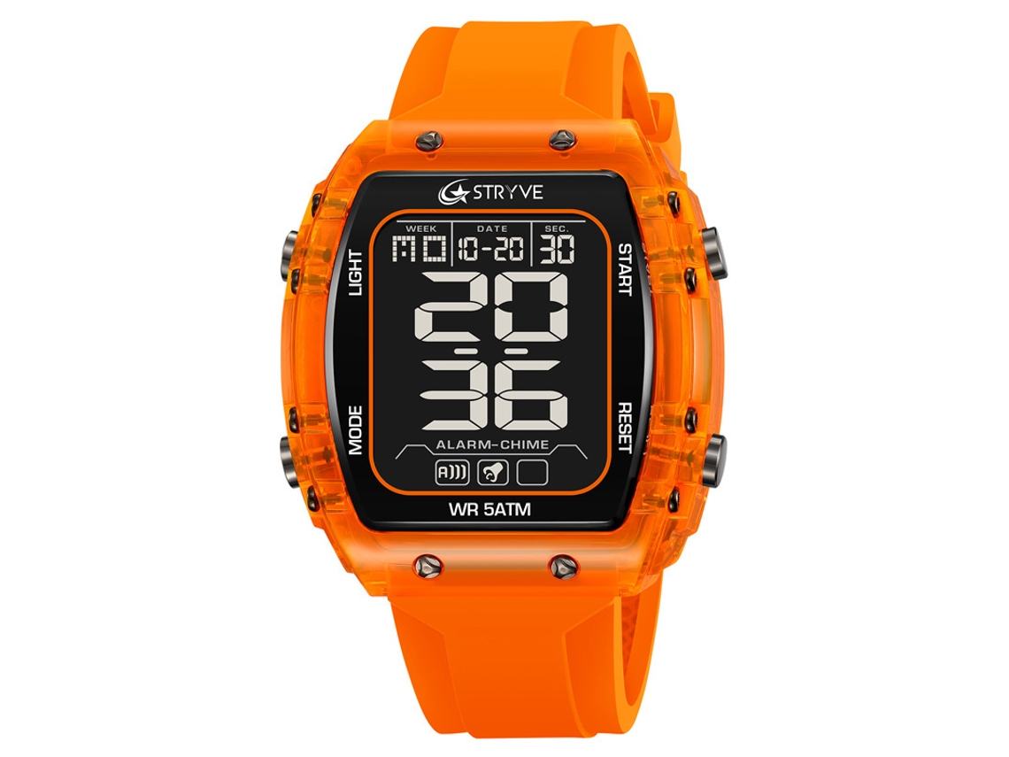 Relógio Esportivo Masculino Elegante, Digital, Luminoso, Eletrônico, À Prova D'água MDUG (laranja)