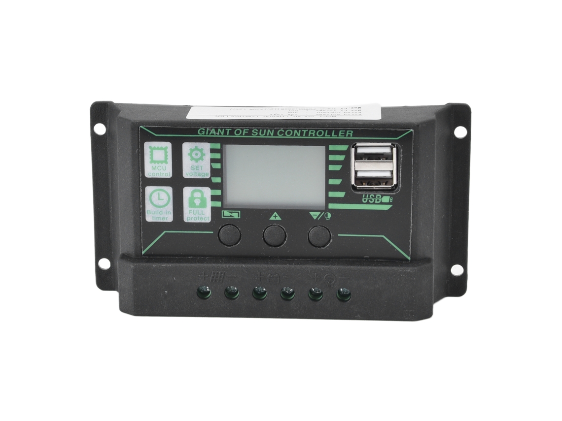 Controlador Solar MPPT PWM com LCD Ajustável 30A Dual USB Regulador S/MARCA