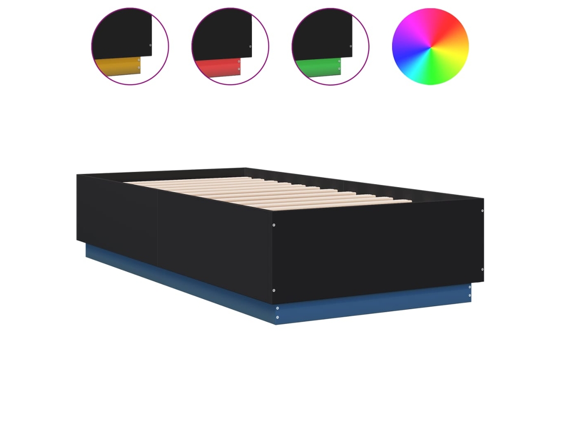 Bed Frame, Bed Frames Vidaxl Preto Madeira Processada (90 X 190 Cm)