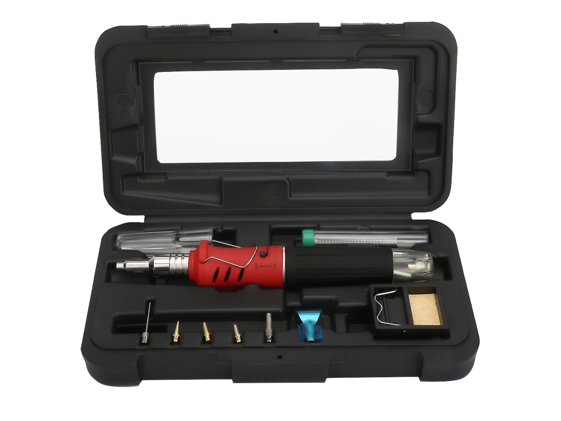 10pcs soldador de gás butano sem fio hs 1115k kit de soldadura com tocha multifuncional (vermelho) | S/MARCA