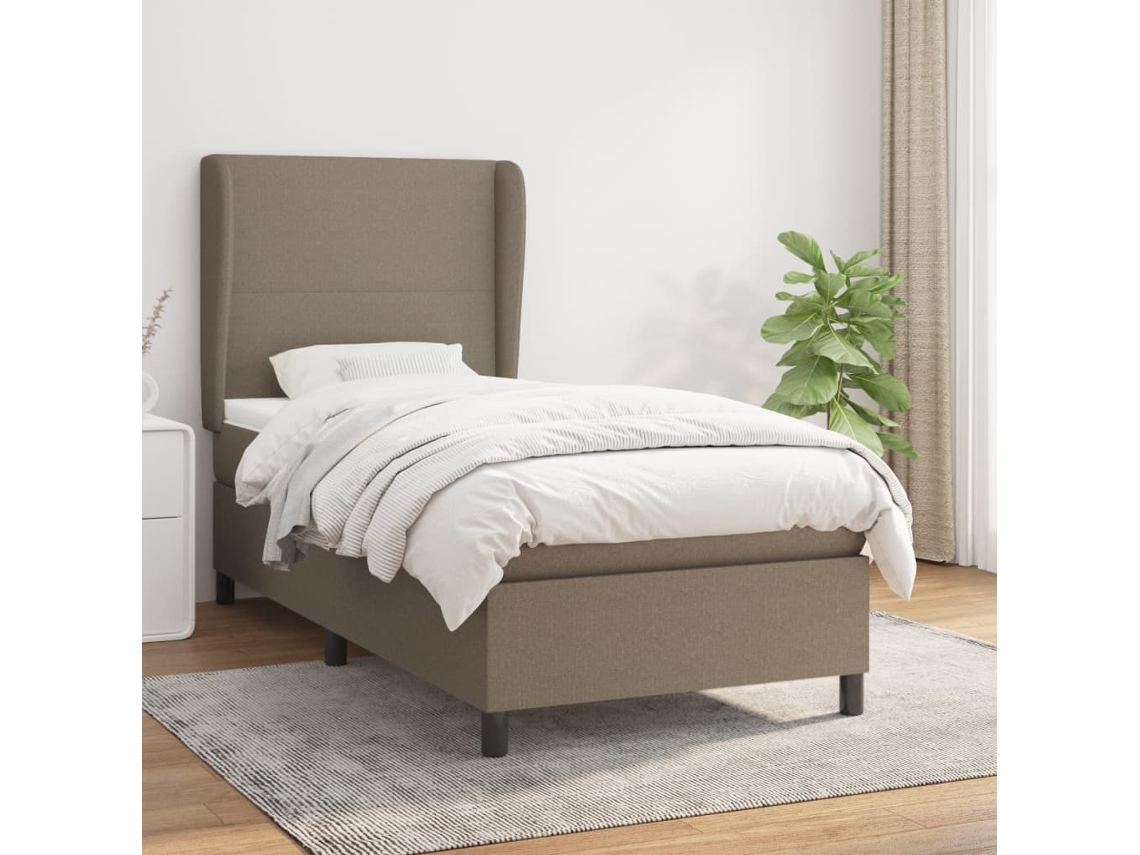 Vidaxl Cama Com Molas/colchão 90x190 Cm Tecido Castanho-acinzentado