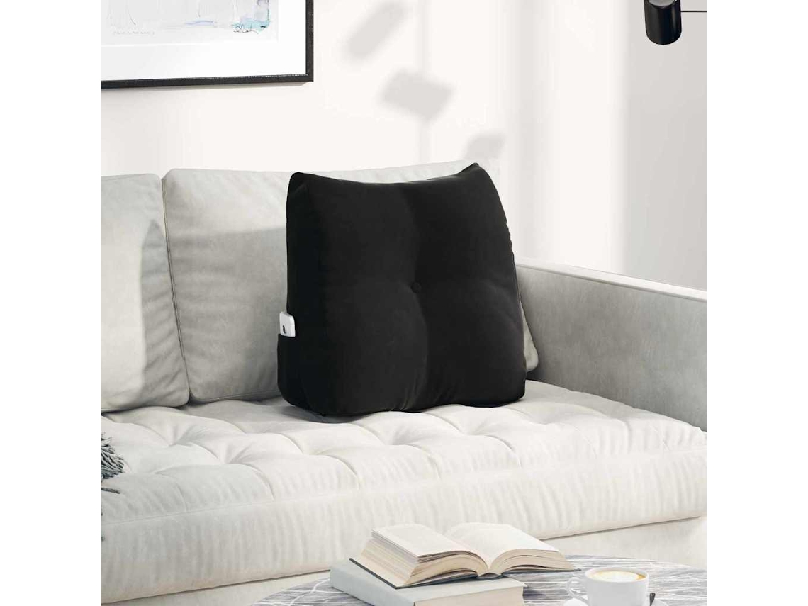 Vidaxl Travesseiro Para Costas Preto 45 X 24 X 50 Cm Veludo