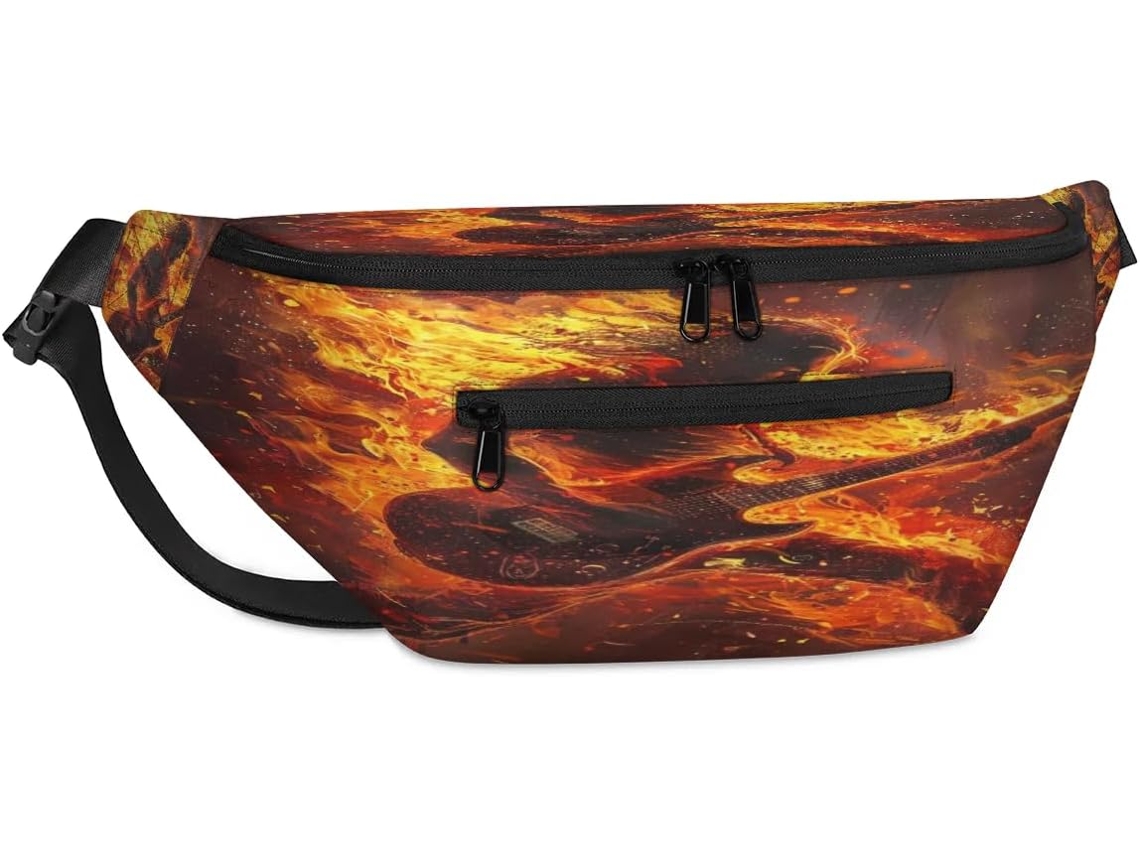 Bolsa de ombro unissex Tropicallife Fiery Music Guitarist para uso doméstico e feminino, 38 x 25,9 x 19 cm, impermeável.