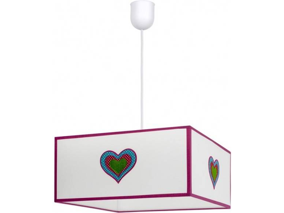 Candeeiro de Teto FABRILAMP Amor (Branco, Rosa - E27 - Máx. 60W - Policarbonato - Tecido)