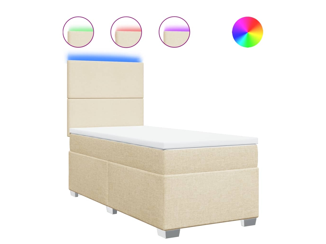 Box Spring Bed, Box Spring Beds Vidaxl Creme Tecido (90 X 190 Cm)