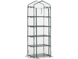 Estufa com prateleiras de 5 andares, porta com zíper, estrutura de aço, 69x49x193cm transparente S/MARCA