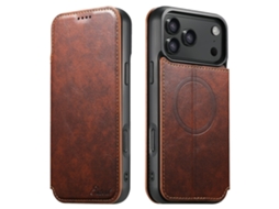 Skalo Capa Tipo Carteira De Couro Pu Para Iphone 17 Pro Max Suteni J05 - Cáqui