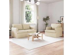 Vidaxl Conjunto De Sofás 2 Pcs Creme 144 X 80 X 85 Cm Tecido