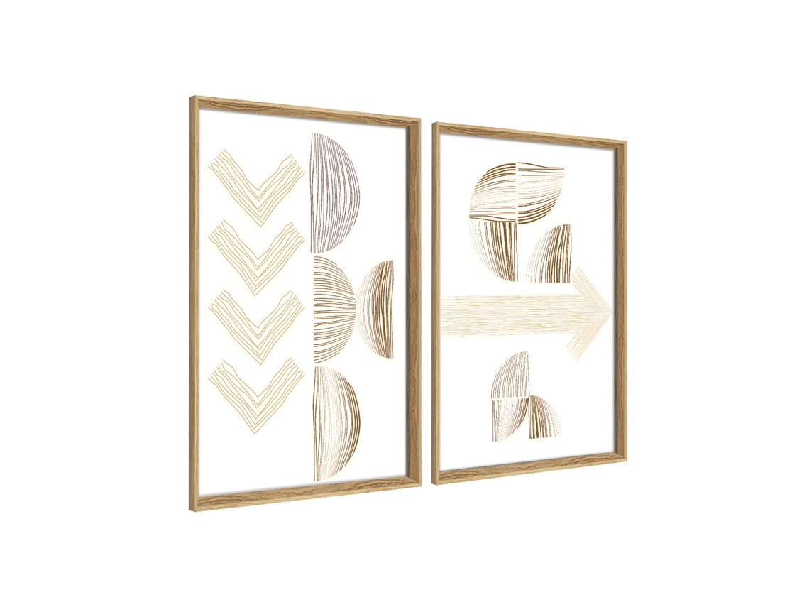 Quadros de Decoração para Sala Modernos Moon 50X70 Cm X2 Peças Quadros com Moldura de Madeira Incluída DEKOARTE