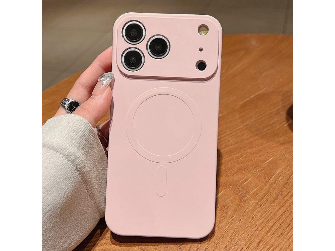Capa Magsafe Para Iphone 17 Pro Max - Silicone Líquido Com Cor Sólida | Magnética - Rosa