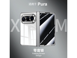 Capa Para Celular Huawei Puraxmax (prateada, Anti-espionagem) Com Fecho Magnético Central, Revestimento Eletrodepositado E Película Integrada.