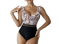 Traje de Banho Oncinha Sem Mangas V neck XXL Café